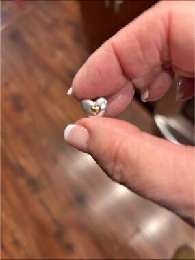 Sterling Silver Heart Stud Earring with Gold Accent